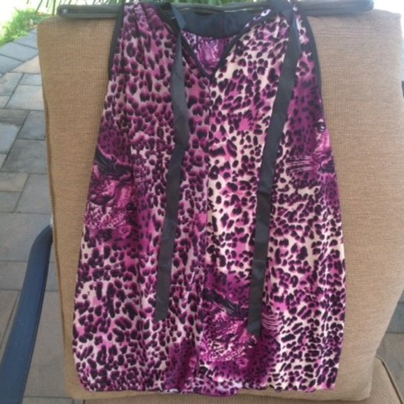 NWT LEOPARD OFF SHOULDER Purple BLOUSE Romantic M - Picture 3 of 4